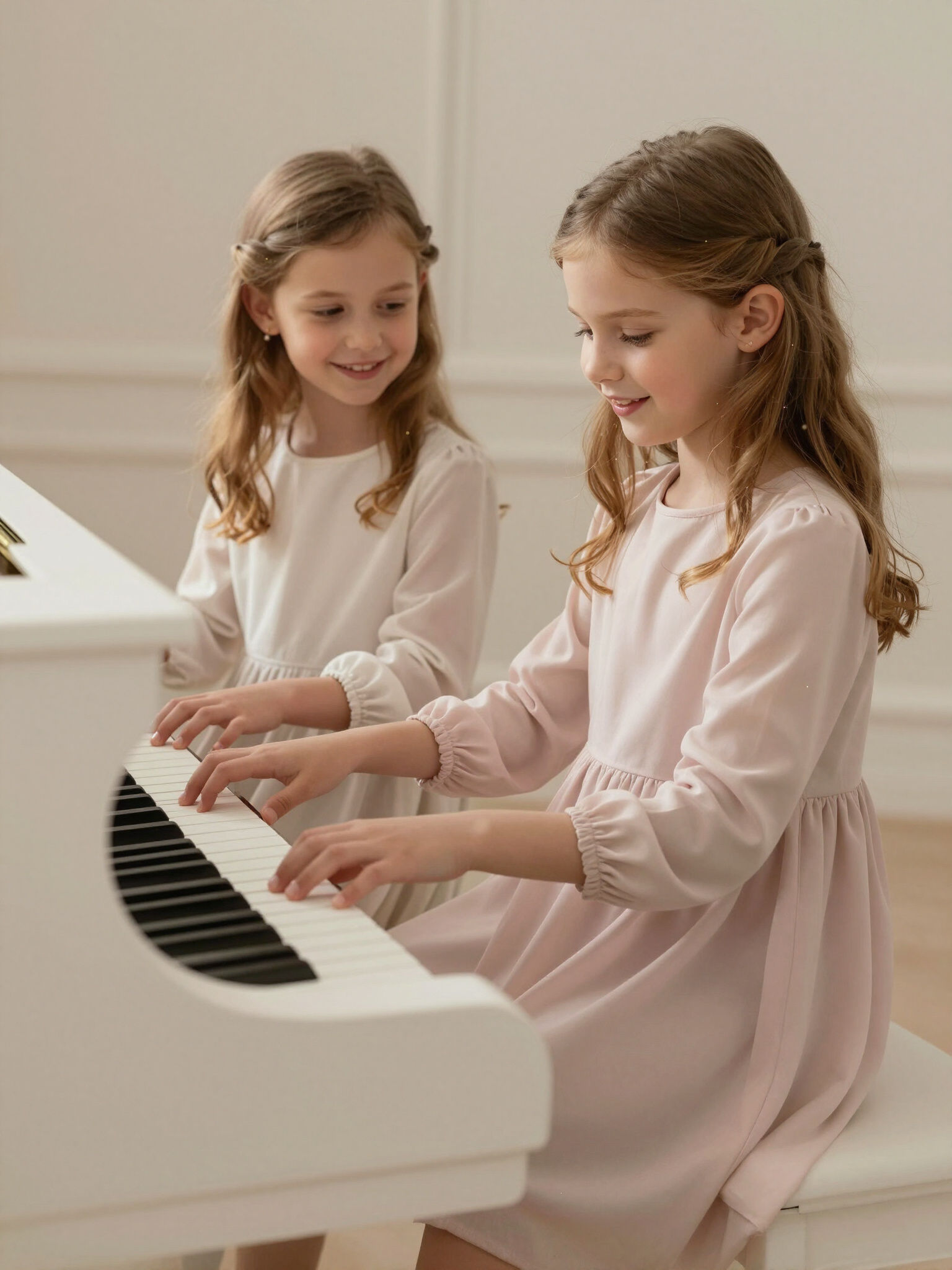 Piano teacher with student